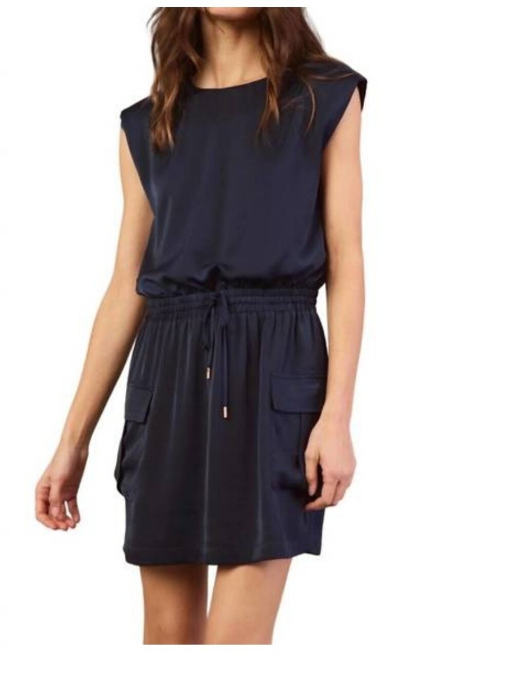 SKIES ARE BLUE Cargo Mini Dress in Navy Blue, Size Small